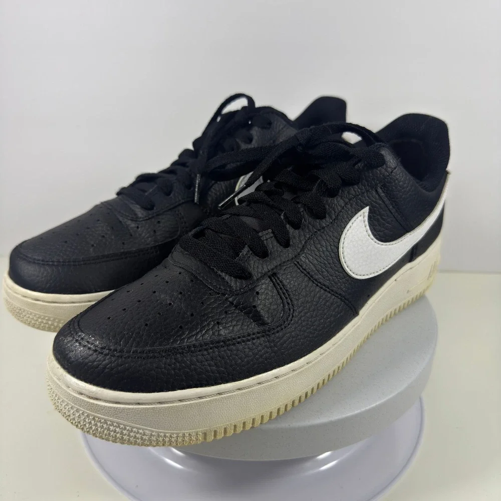 Nike Air‎ Force 1 Low Men Sneakers Black White Leather Casual Shoes Size 10